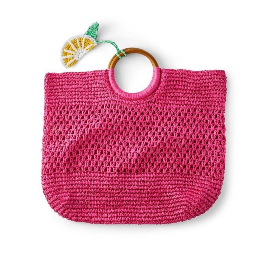 Last🤩 tabitha brown lemon tassel straw woven tote